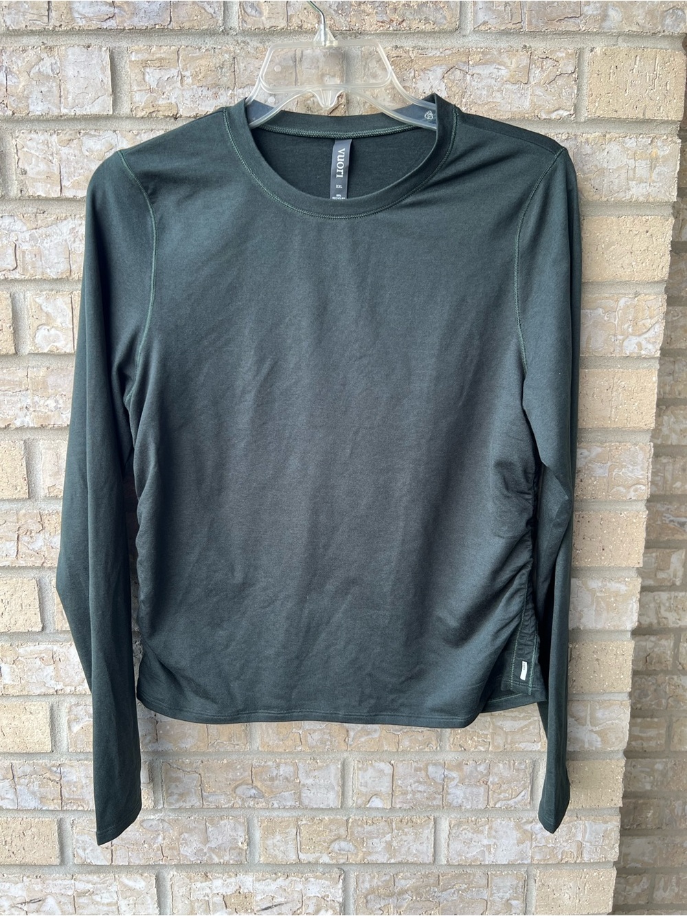 Vuori Long Sleeve Women Halo Ruched Tee in Forest Green